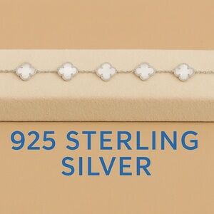 925 Sterling Silver Mother Of Pearl Clover Bracelet